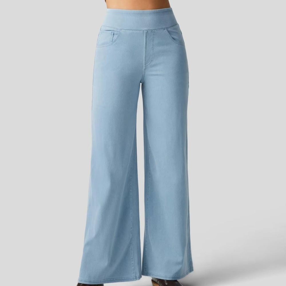 Women's Light Blue Wide-Leg Jeans